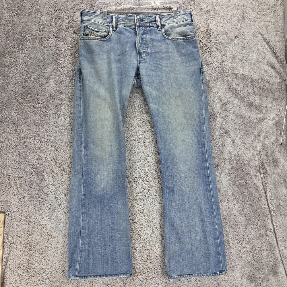 Diesel Jeans Mens 32x32 Blue Zatiny Regular Bootcut Button Fly Altered Hem 008AT